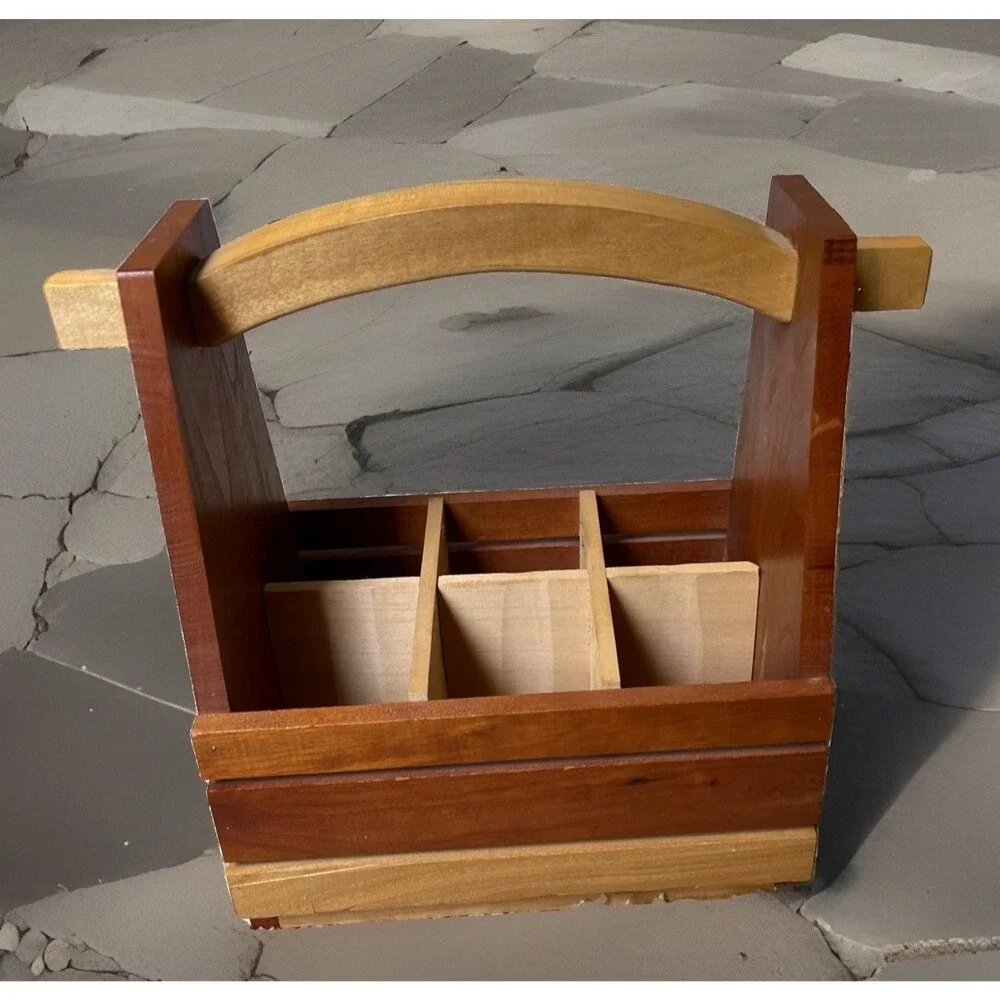 Rustic Wooden (Winkee Handwerker) Beer Caddy Carrier Decor Farmhouse Style